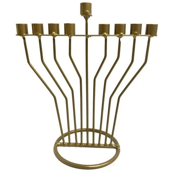 חנוכיה מהודרת מוארכת ממתכת - צבע זהב