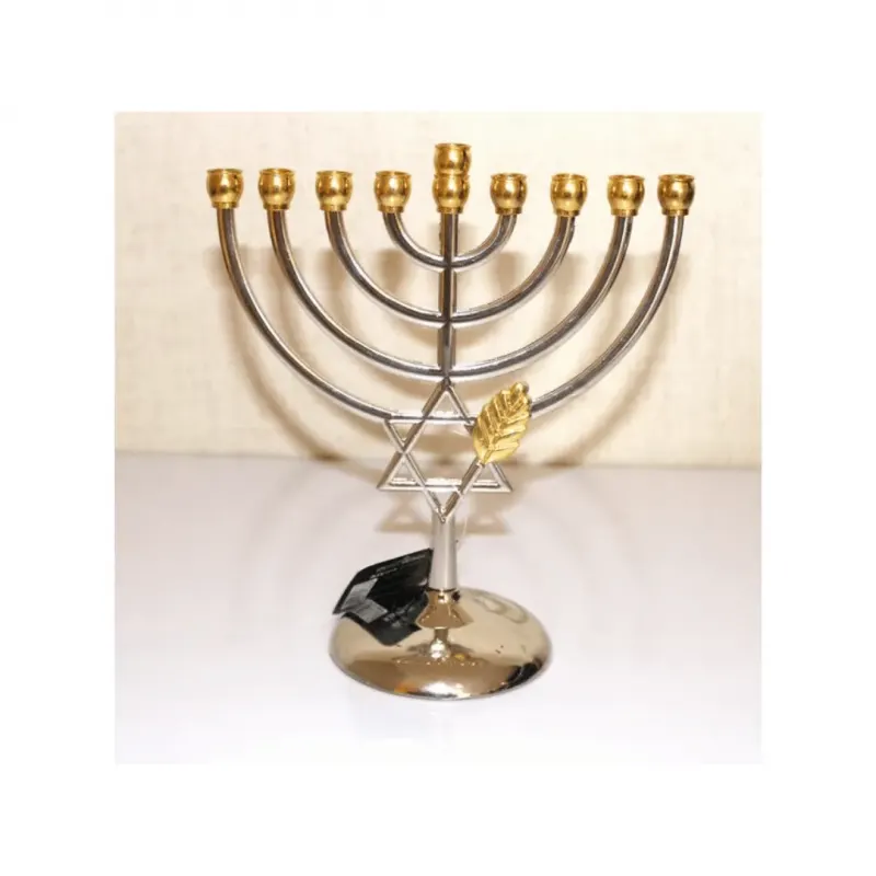 חנוכיה מעוצבת קלאסית מגן דוד כסף ועלה של זית מתאים לחיילי צהל