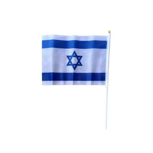 חבילת 12 דגלי ישראל על מקל 15X20 ס''מ