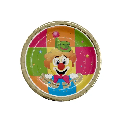 צלחות קרטון פורים שמח קוטר 23 - 10 יח'