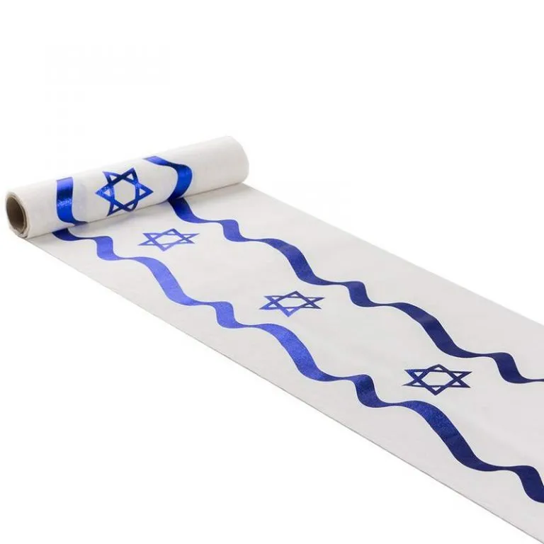 ראנר כותנה- טקסטורה דגל ישראל מתנפנף
