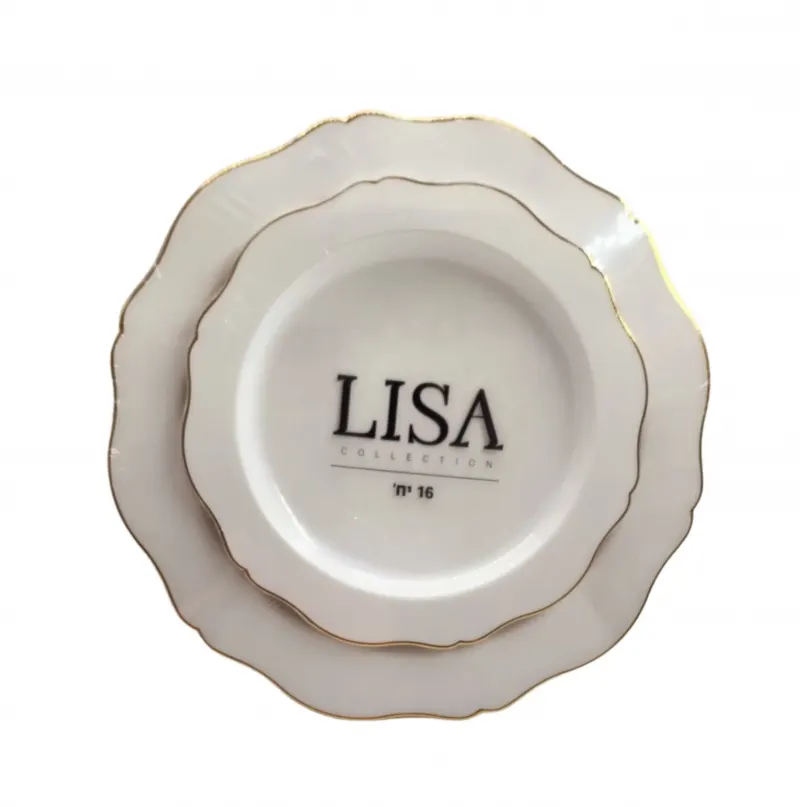 צלחות LISA לבן עם זהב