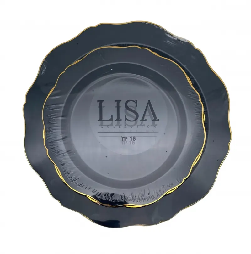 צלחות LISA שחור עם זהב