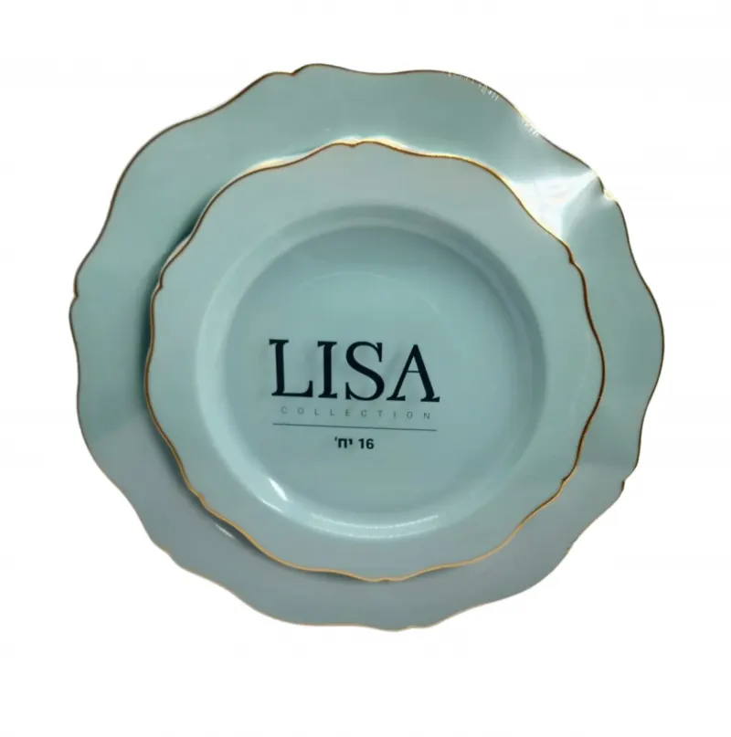 צלחות LISA מנטה עם זהב