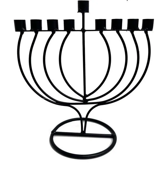 חנוכיה עגולה מפוארת ממתכת - צבע שחור