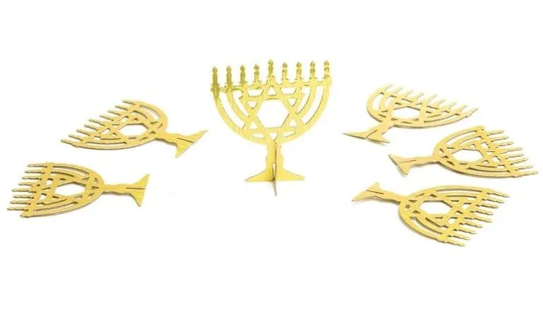 קישוט מרכז לשולחן חג חנוכה - חנוכיית זהב 9 ס"מ