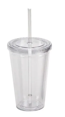 כוס שתיה קרה עם קש דופן כפולה