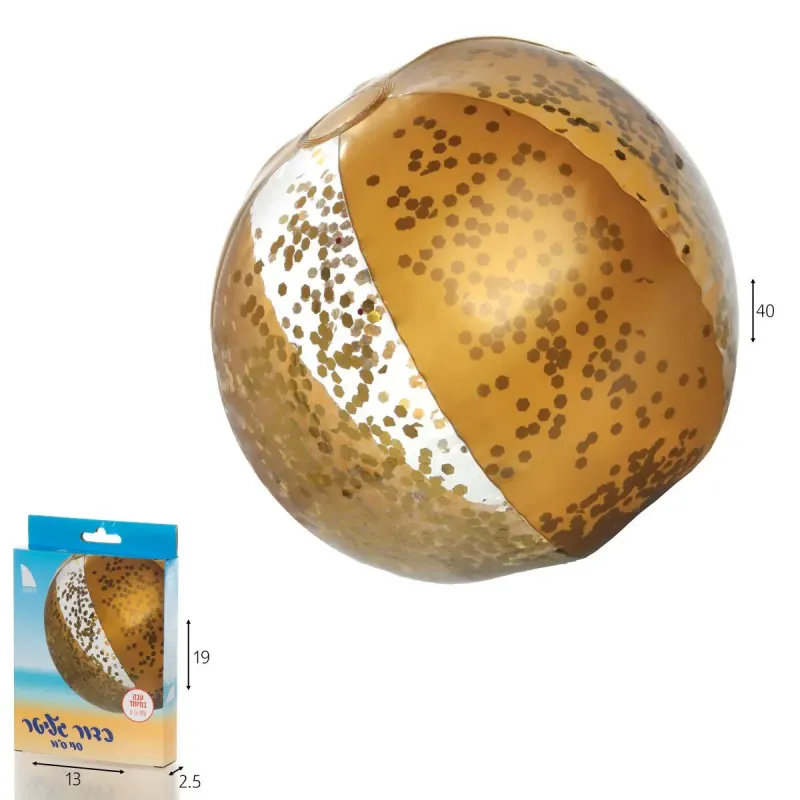 כדור ים 40 ס”מ זהב גליטר בקופסה