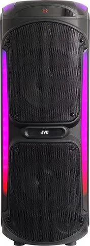 בידורית ניידת JVC עם מיקרופון אלחוטי ותאורה