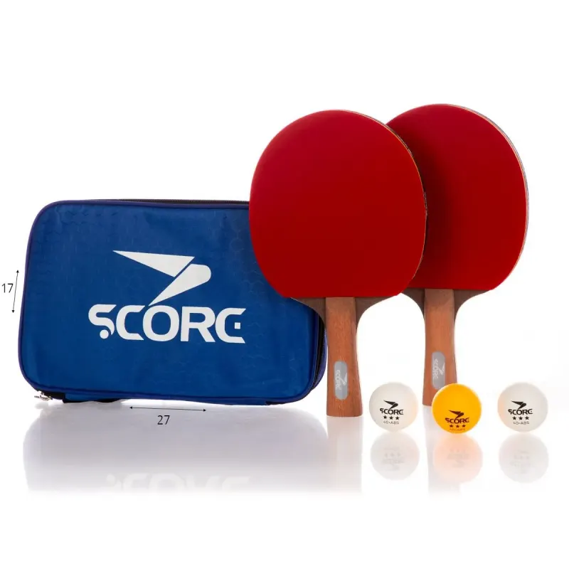 ערכת פינג פונג מקצועית SCORE – זוג מטקות ו-3 כדורים בתיק נשיאה