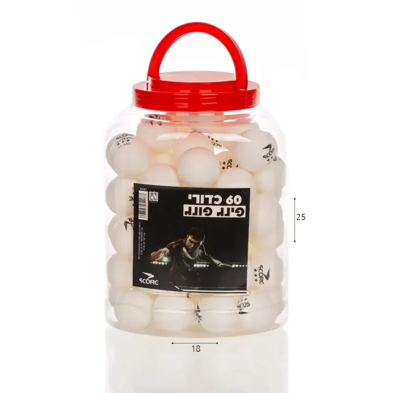 כדורי פינג פונג לבנים מקצועיים - 60 יחידות בדלי