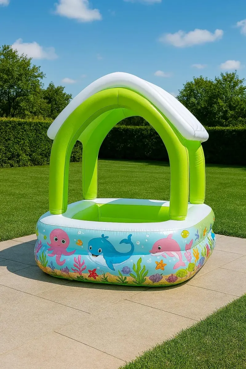 בריכת ילדים מוצלת מתנפחת עם גג – 143×143×123 ס״מ