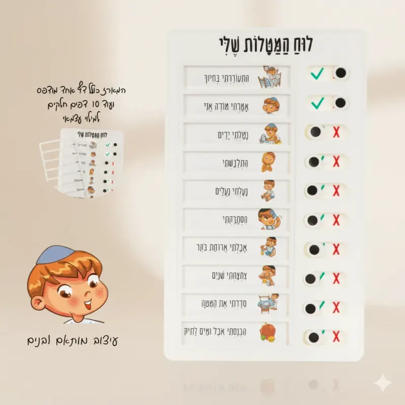 לוח מטלות יומי צנוע לילד – סדר יום ערכי וברור לילדים