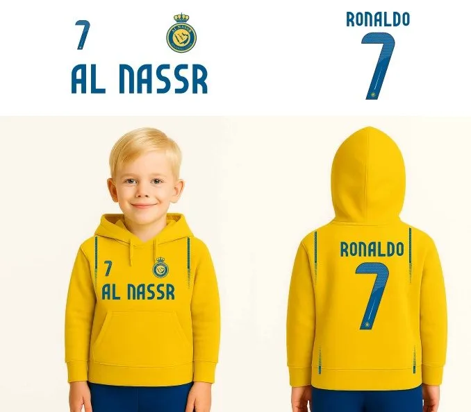 קפוצ׳ון כדורגל לילדיםAl Nass r עם מספר 7 בהשראת Ronaldo- רונאלדו