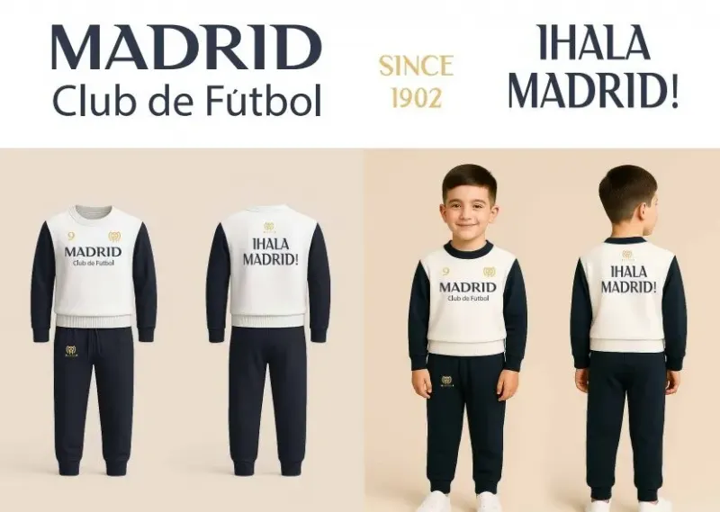 חליפת כדורגל פוטר לילדים בעיצוב Madrid-מדריד
