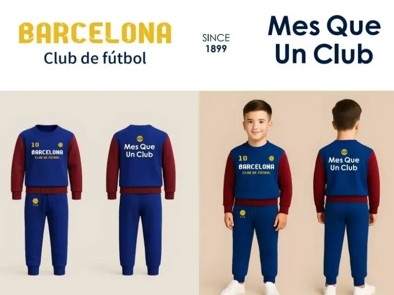 חליפת כדורגל פוטר לילדים בעיצוב Barcelona-ברצלונה
