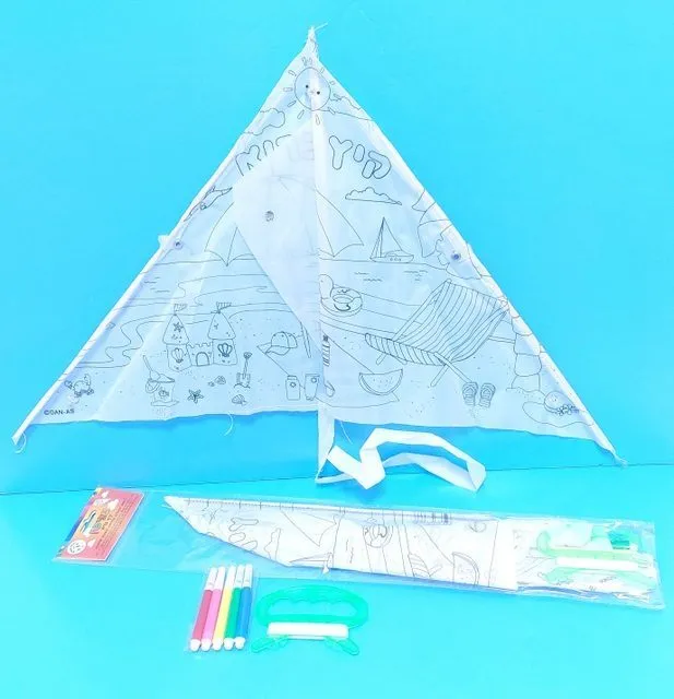 עפיפון לצביעה והרכבה עצמית (65X35 ס"מ) – פעילות מושלמת לילדים