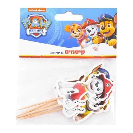 סט קיסמים מעוצבים לעוגה / קאפקייקס – מפרץ ההרפתקאות (Paw Patrol)