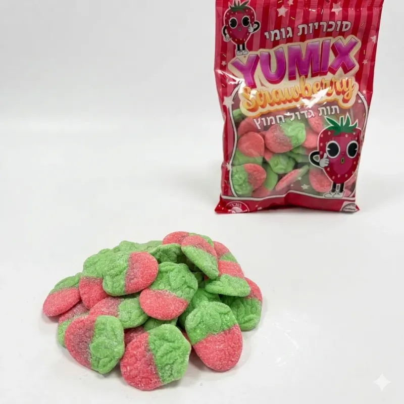 סוכריות גומי יומיקס YUMIX – תות גדול חמוץ ומסוכר 500 גר'