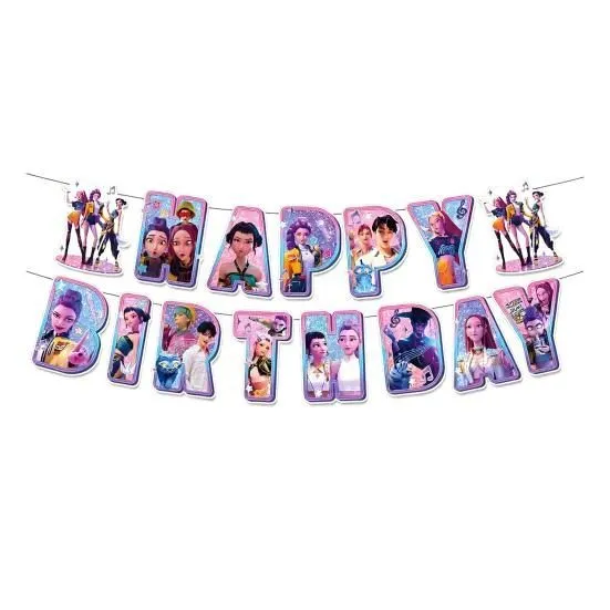 שרשרת אותיות דגלים HAPPY BIRTHDAY בעיצוב K-POP קיי פופ