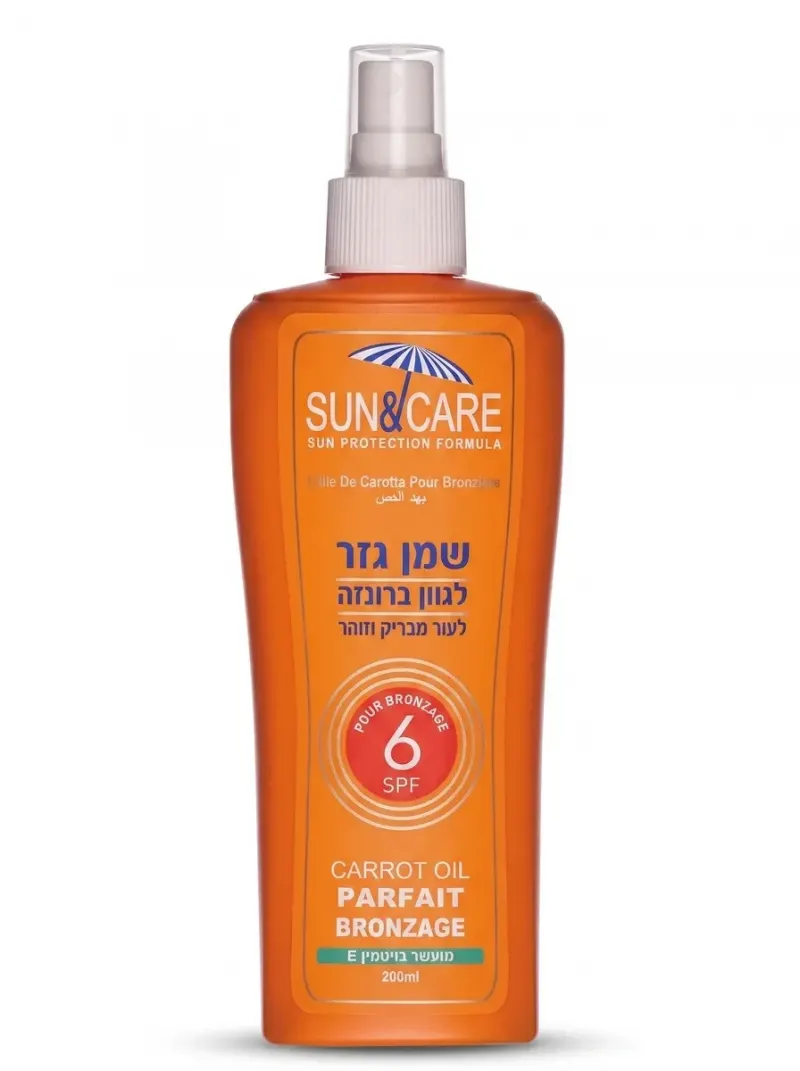 Sun&Care - שמן גזר משזף SPF6 - נפח 200 מ''ל