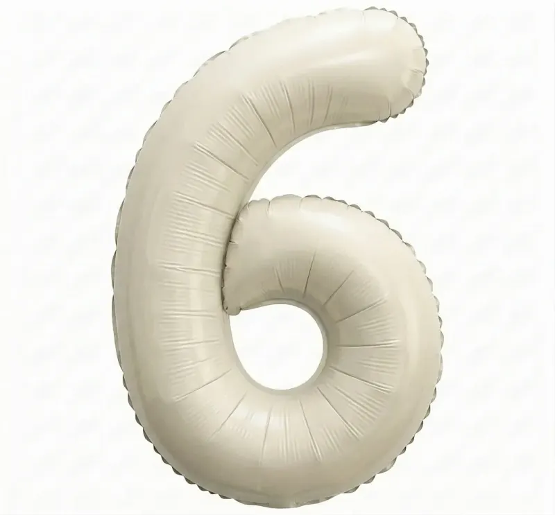 בלון ספרה 6 - לבן חול כרום 34 אינץ׳