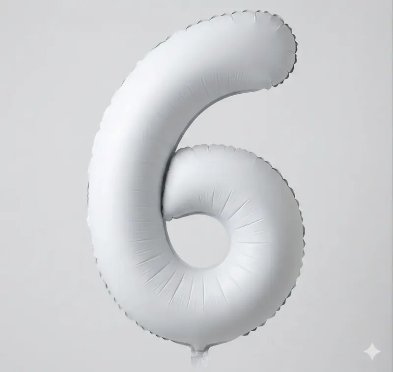 בלון ספרה 6 - לבן מט 34 אינץ׳