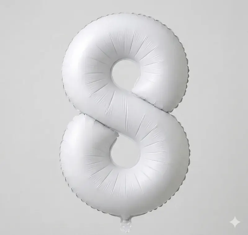 בלון ספרה 8 - לבן מט 34 אינץ׳