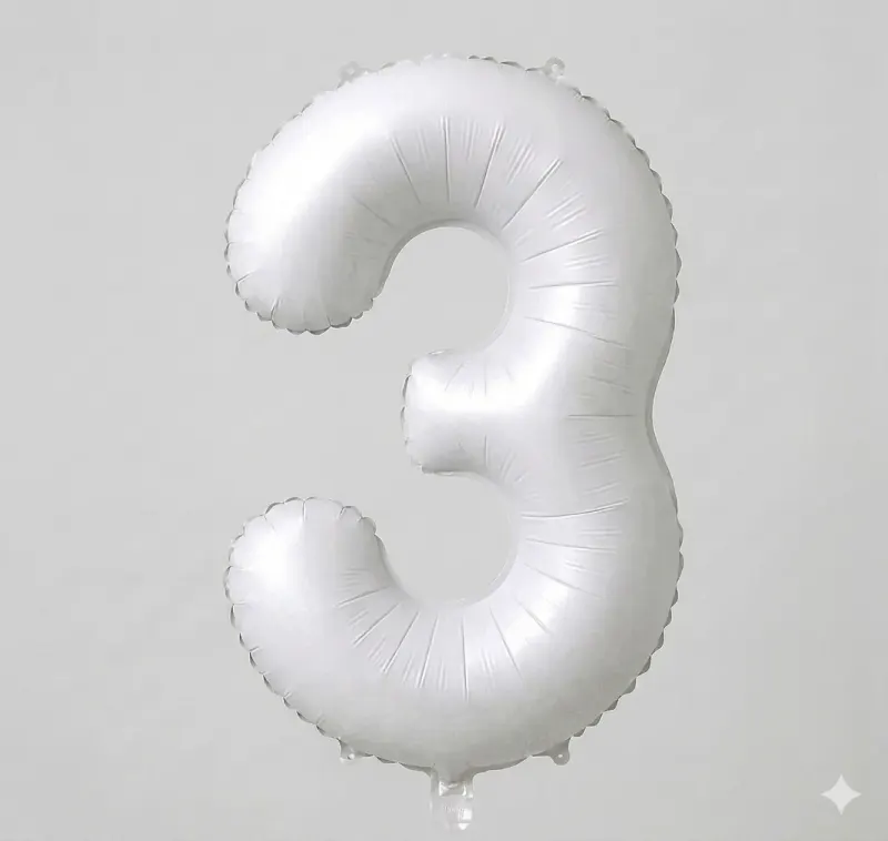 בלון ספרה 3 - לבן מט 34 אינץ׳
