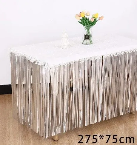 חצאית שולחן פרנזים כסף כרום עם דבק דו צדדי 275*75