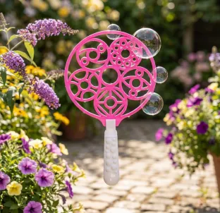 מקל בועות סבון מולטי-טבעת בגוון ורוד ניאון