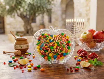 כלי תפוח שנה טובה שקוף זהב, 2.5 ס״מ
