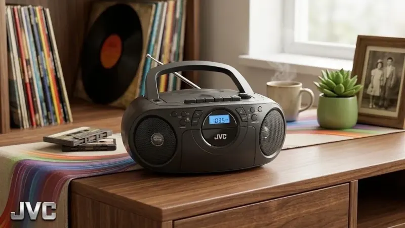 רדיו טייפ דיסק נייד JVC RA-CKU310 עם USB ונגן קלטות