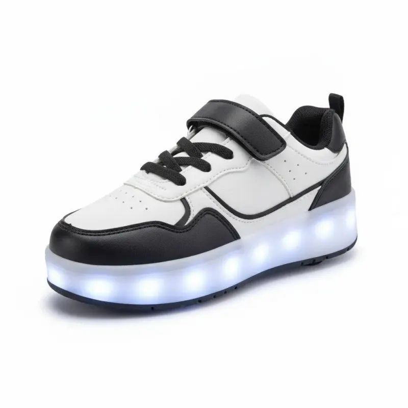 נעליים עם גלגלים לילדים ותאורת LED – שחור, מידה 29 | GLOW ROLL