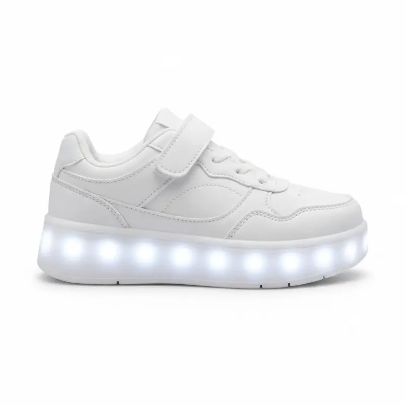 נעליים עם גלגלים לילדים ותאורת LED – לבן מלא, מידה 29 | GLOW ROLL