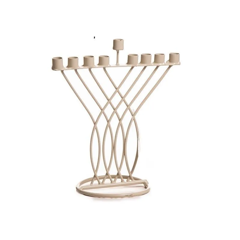 חנוכיית מתכת קרם דמוי נבל 20 ס"מ