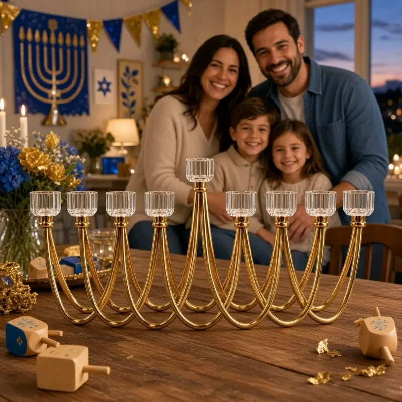 חנוכייה זהב אליה 22 על 6.5 על 52.5 סמ