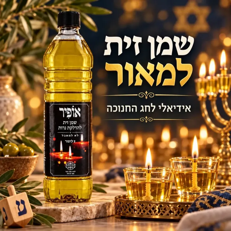 שמן זית למאור אופיר 1 ליטר להדלקת נרות | מאור אופיר