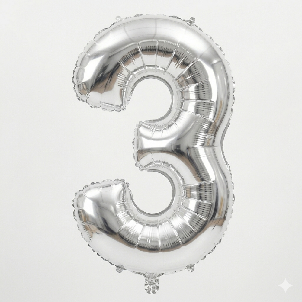 בלון ספרה 3 - כסף 34 אינץ׳