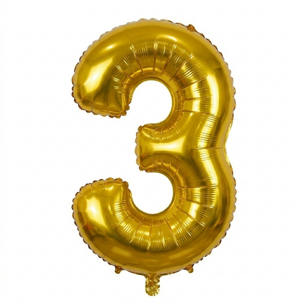 בלון ספרה 3 - זהב 34 אינץ'