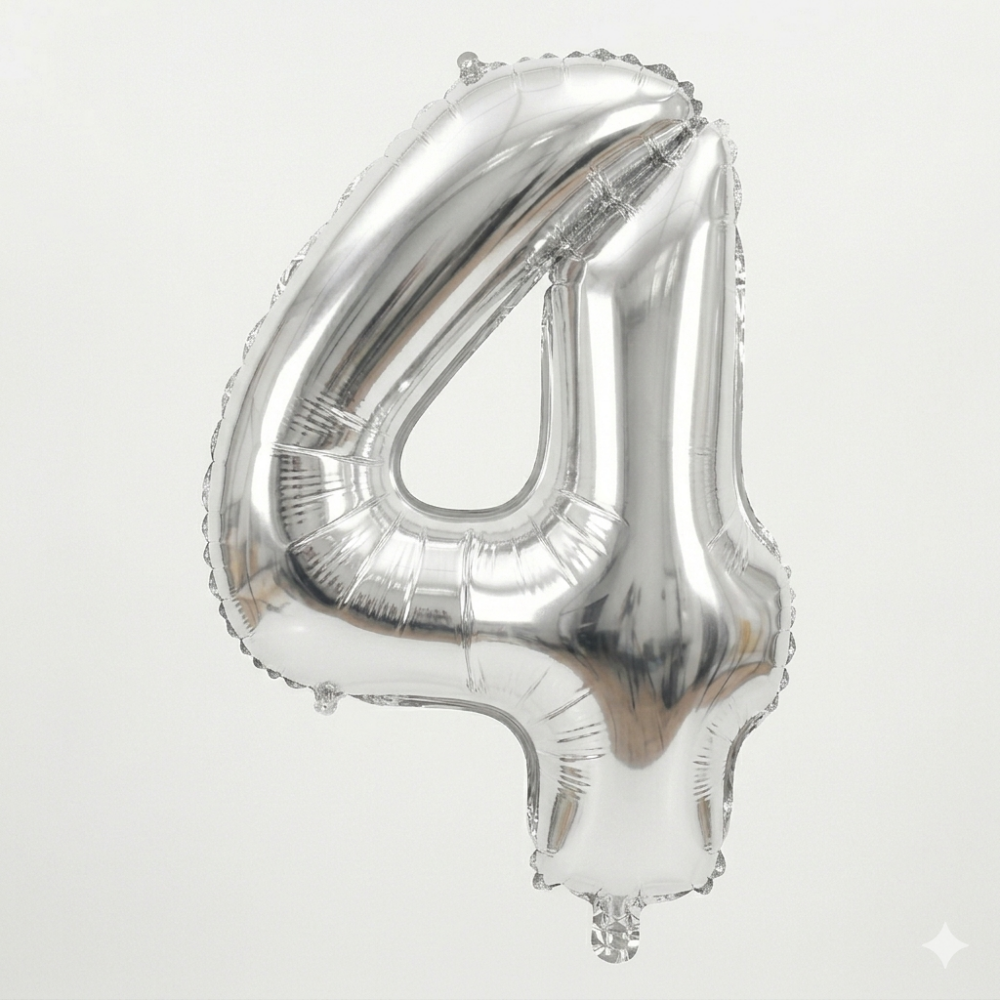 בלון ספרה 4 - כסף 34 אינץ'