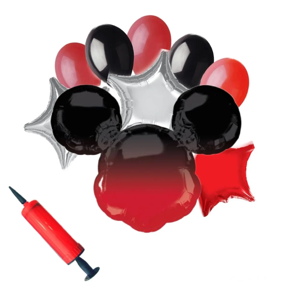 סט בלונים ומשאבה - מיקי מאוס אדום