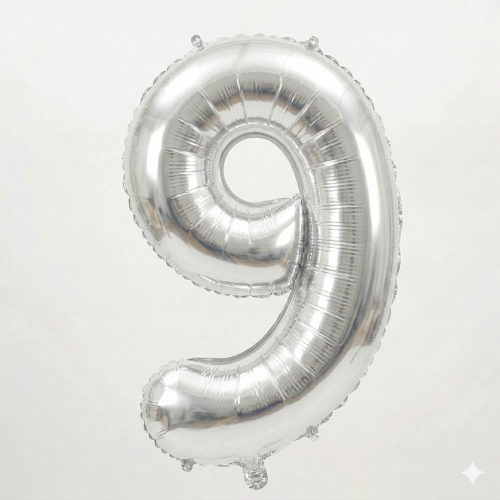 בלון ספרה 9 - כסף 34 אינץ'