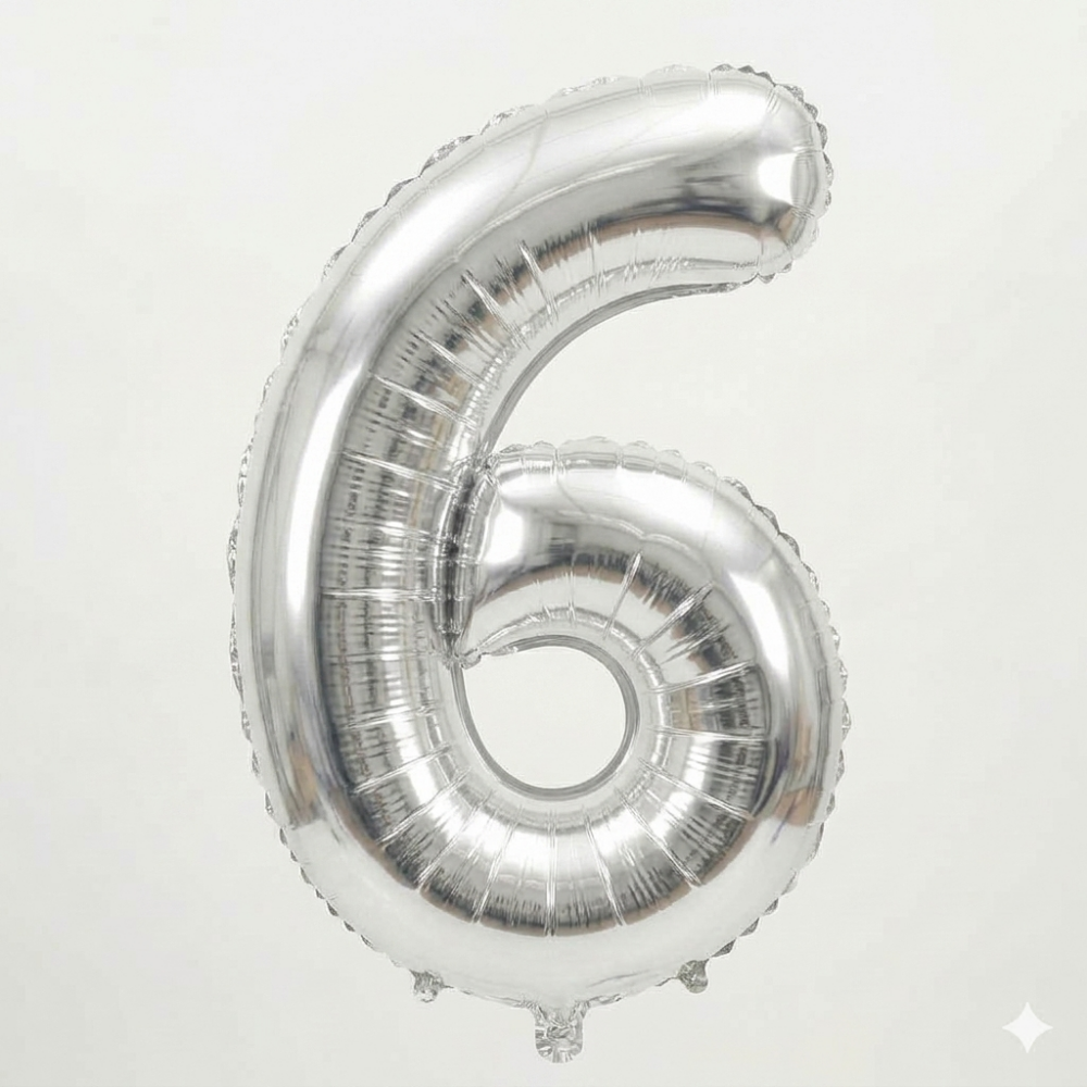 בלון ספרה 6 - כסף 34 אינץ'
