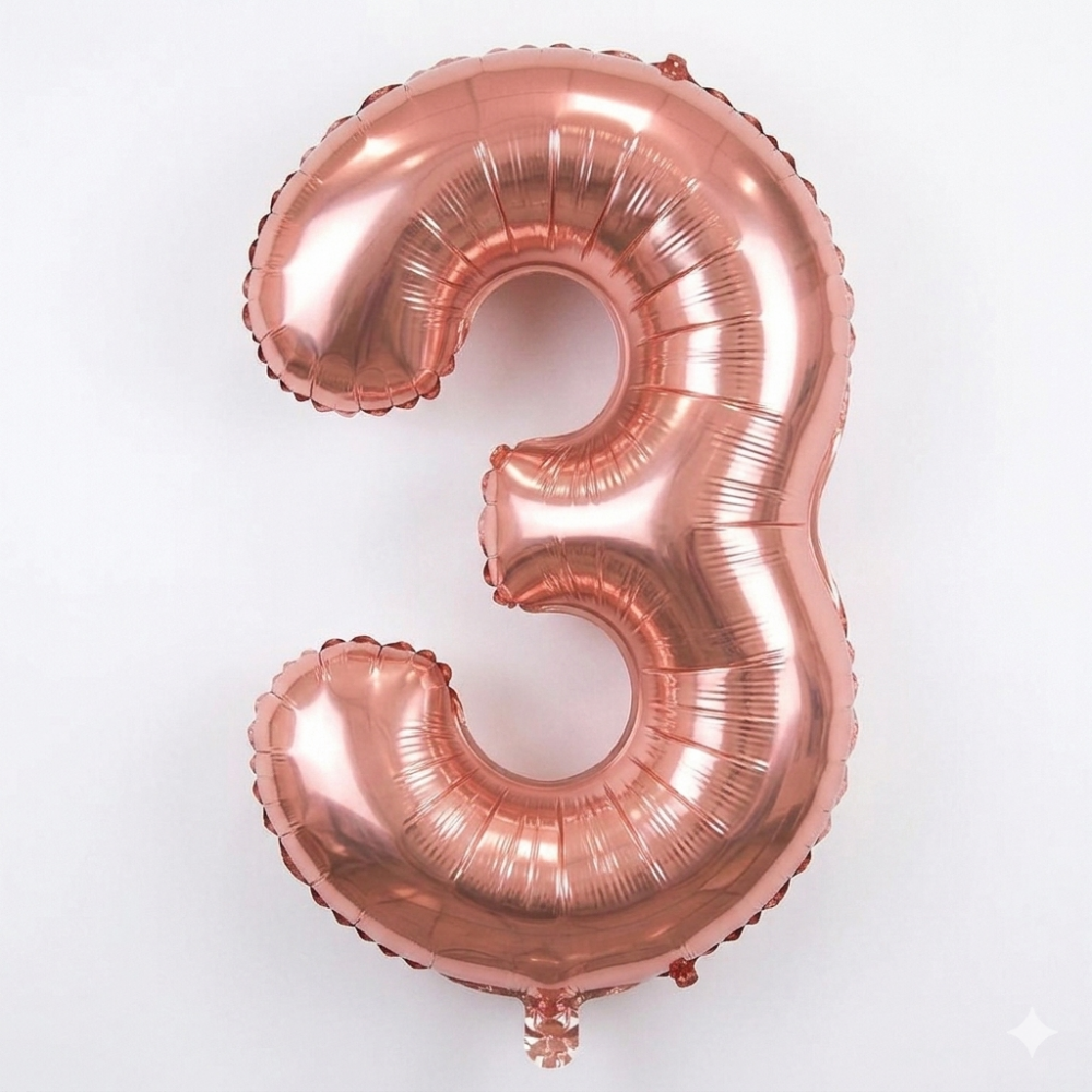 בלון ספרה 3 - רוז גולד