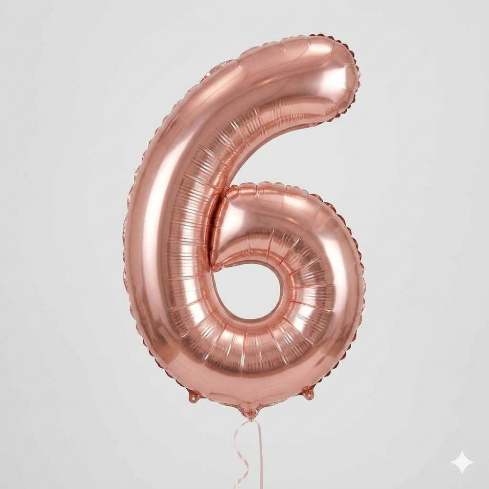 בלון ספרה 6 - רוז גולד