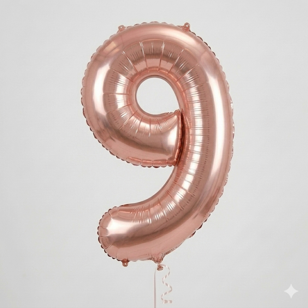בלון ספרה 9 - רוז גולד 34 אינץ'