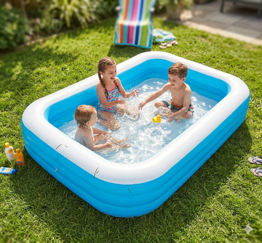 בריכה מלבנית מתנפחת שפה לבנה Bestway 54009 305×183×56