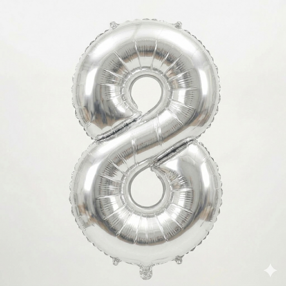 בלון ספרה 8 - כסף 34 אינץ'