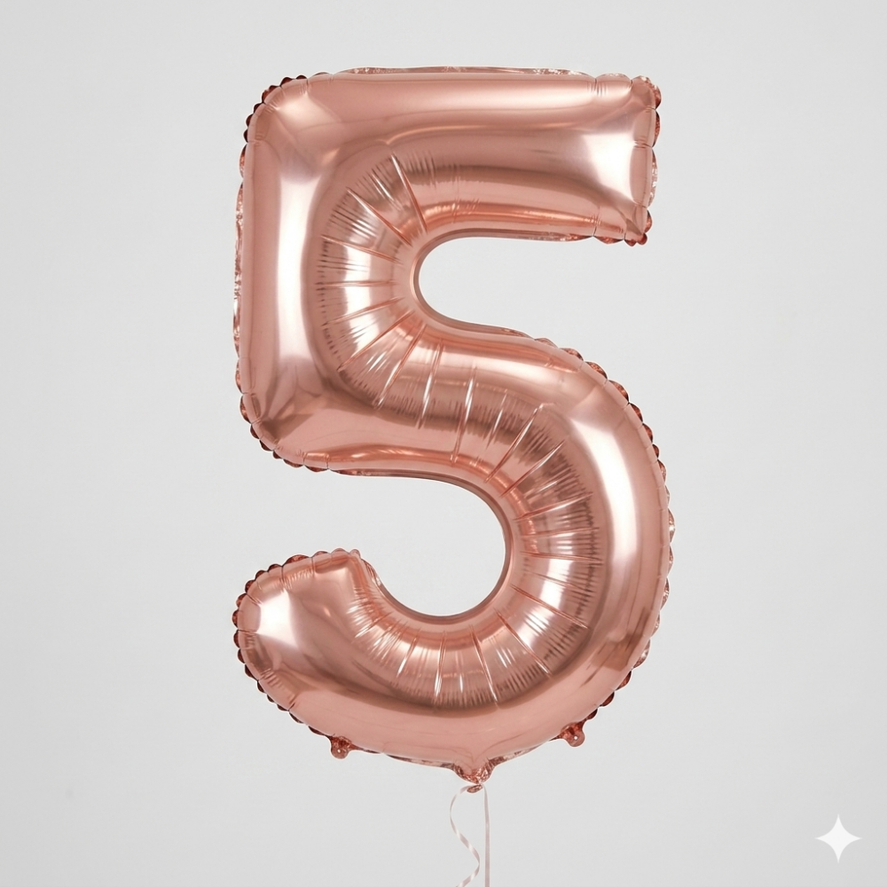 בלון ספרה 5 - רוז גולד